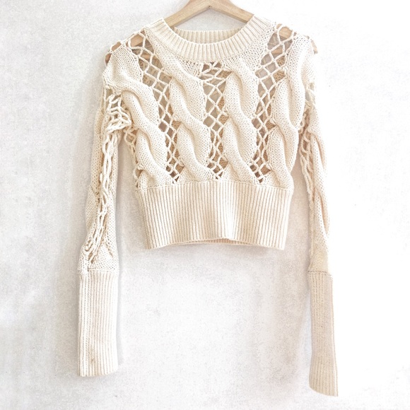 Nasty Gal Tops - Nasty Gal Cropped White Knit Pullover, Worn Once!